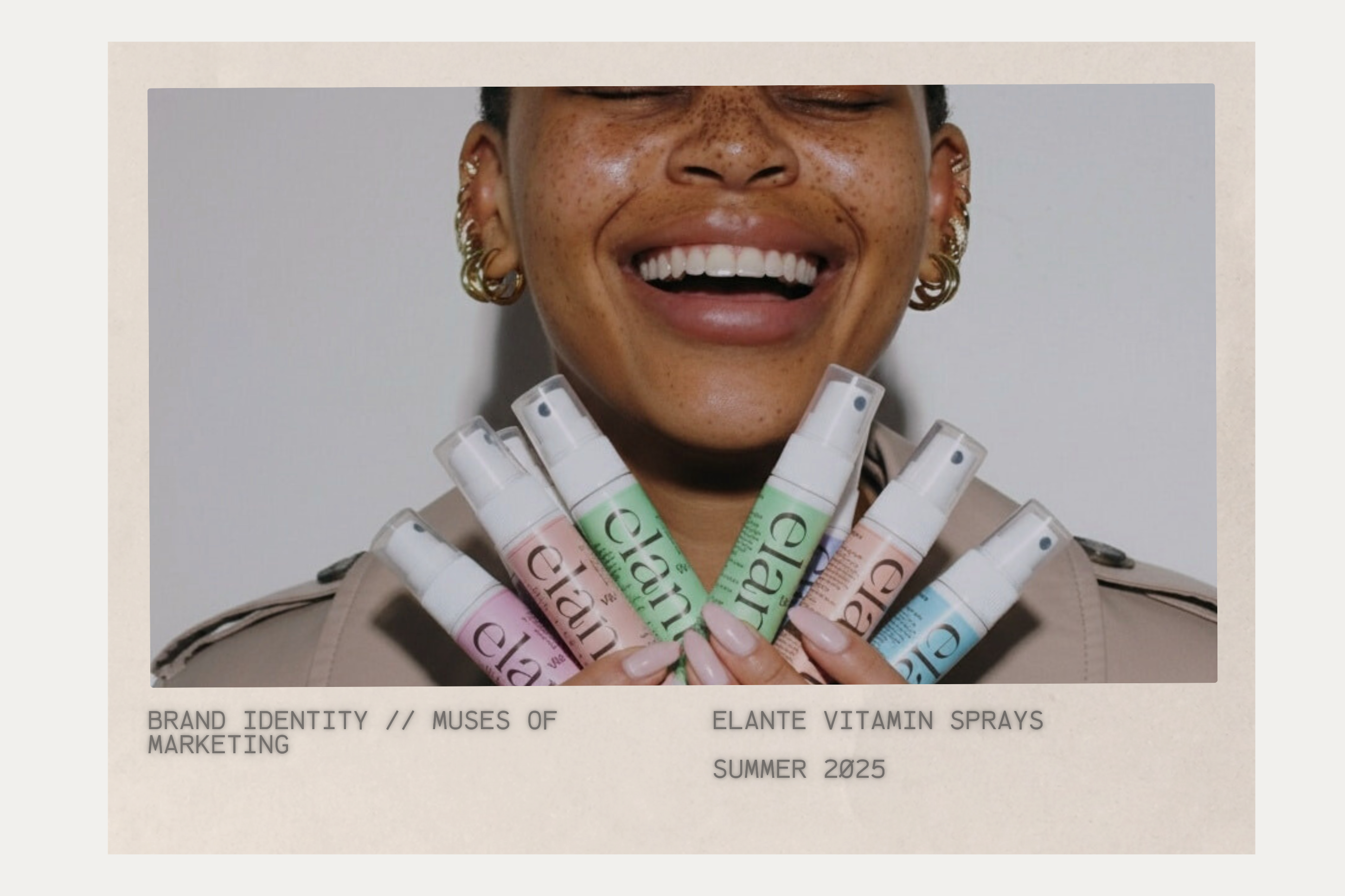 Person holding Elante vitamin sprays with a neutral background